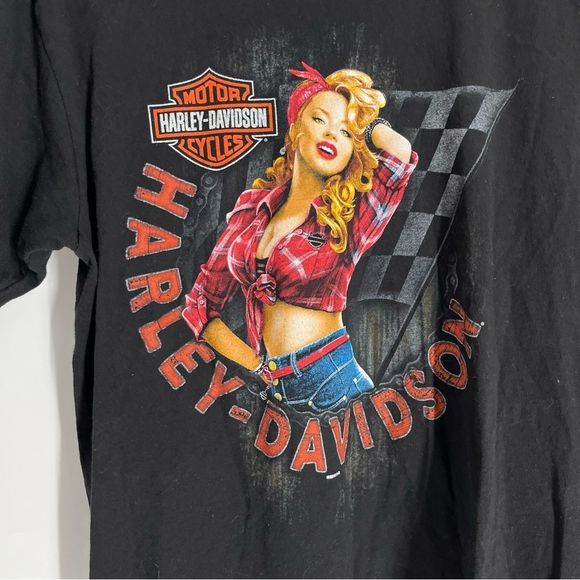 Harley-Davidson Motorcycles Shirt Mens Medium Black VA Beach Cute Woman Graphic - Picture 9 of 9